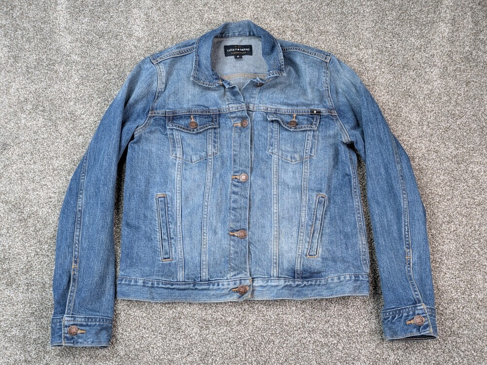 Lucky Brand Jacket Womens M Blue Jean Classic Denim Trucker Faded